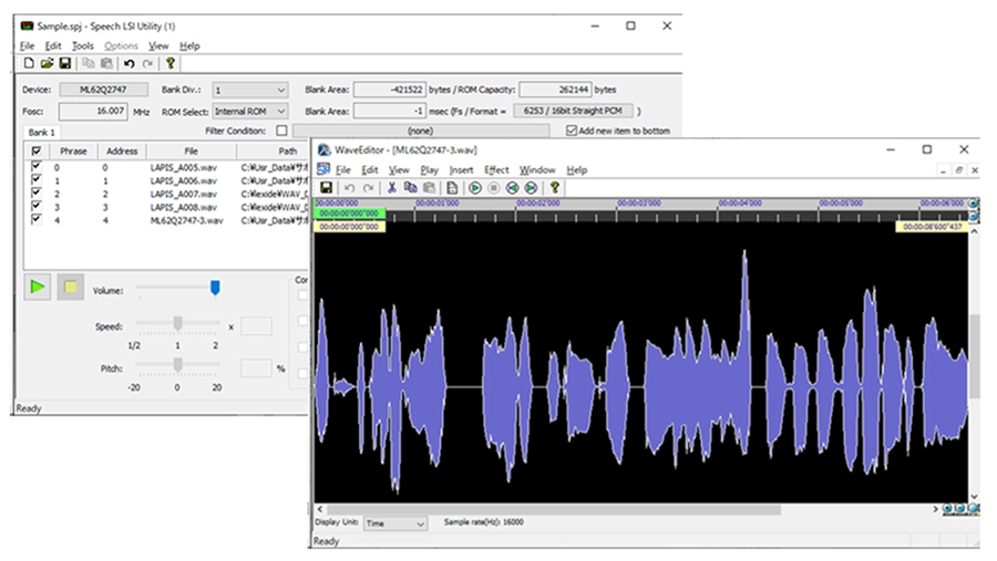 創建音訊資料（ADPCM/PCM）的工具（ROHM的Speech LSI Tools）