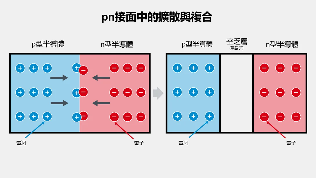 PN接面中的擴散與複合